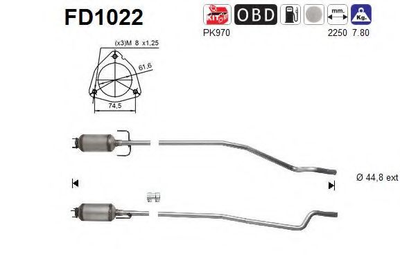 Сажевый / частичный фильтр, система выхлопа ОГ AS FD1022