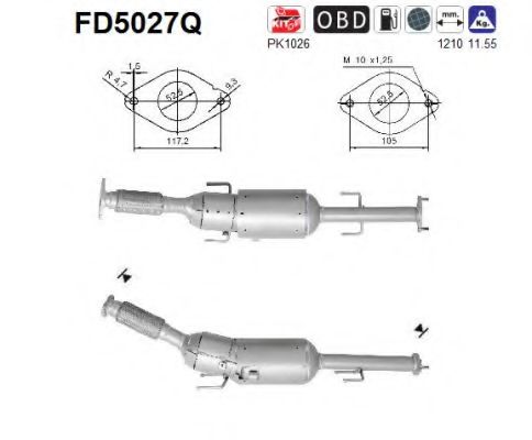 Сажевый / частичный фильтр, система выхлопа ОГ AS FD5027Q