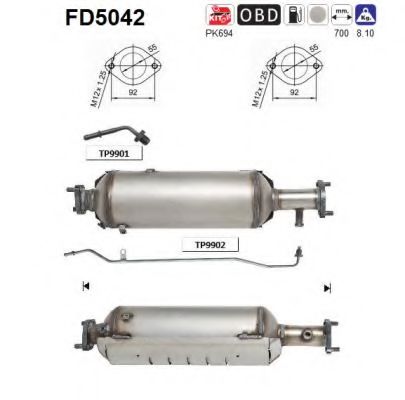 Сажевый / частичный фильтр, система выхлопа ОГ AS FD5042