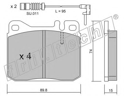 Комплект тормозных колодок, дисковый тормоз fri.tech. 013.0W