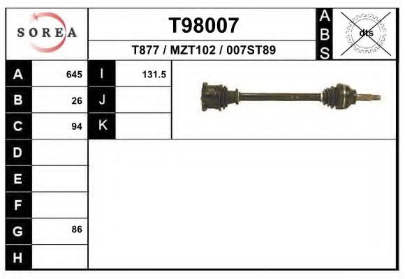 Приводной вал EAI T98007