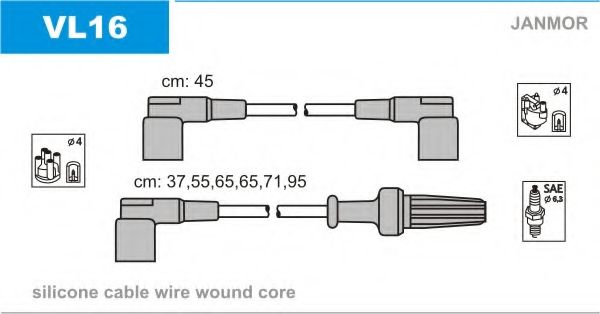 Комплект проводов зажигания JANMOR VL16