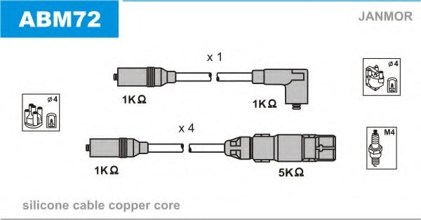 Комплект проводов зажигания JANMOR ABM72