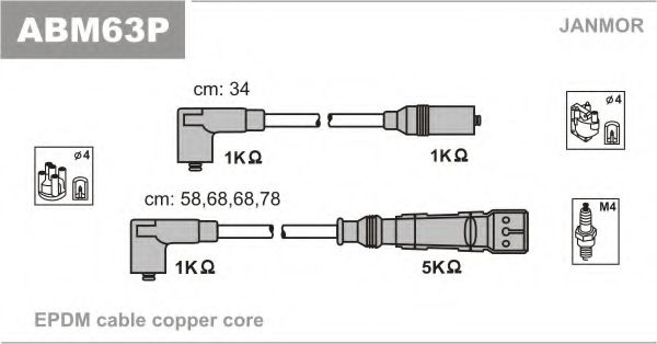 Комплект проводов зажигания JANMOR ABM63P