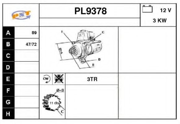 Стартер SNRA PL9378