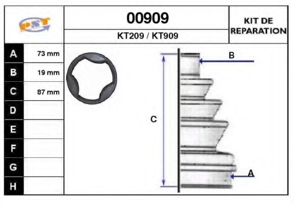 Комплект пылника, приводной вал SNRA 00909
