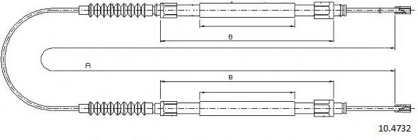Трос, стояночная тормозная система CABOR 10.4732