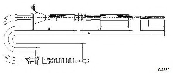 Трос, стояночная тормозная система CABOR 10.8532