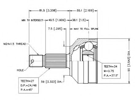 Шарнирный комплект, приводной вал VEMA 18614