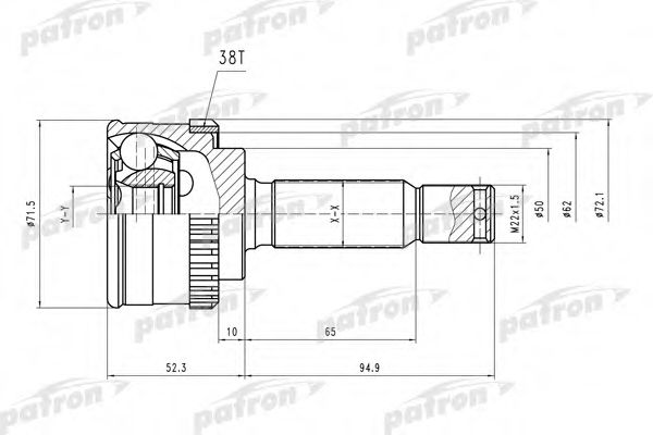 Шарнирный комплект, приводной вал PATRON PCV1406