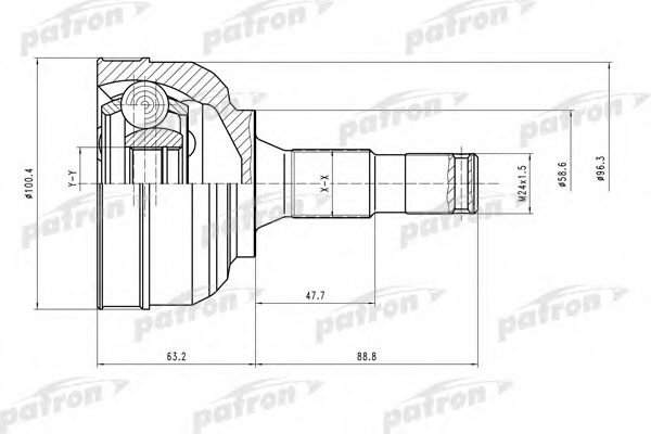 Шарнирный комплект, приводной вал PATRON PCV1553