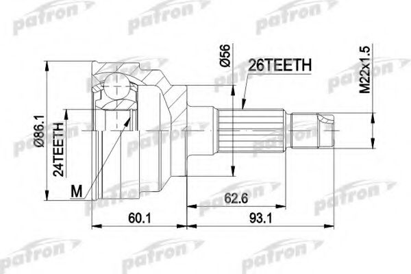 Шарнирный комплект, приводной вал PATRON PCV3025
