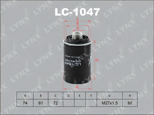 Масляный фильтр LYNXauto LC-1047