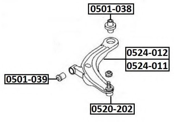 Рычаг независимой подвески колеса, подвеска колеса ASVA 0524-012