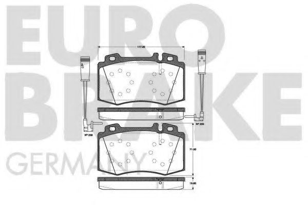 Комплект тормозных колодок, дисковый тормоз EUROBRAKE 5502223347