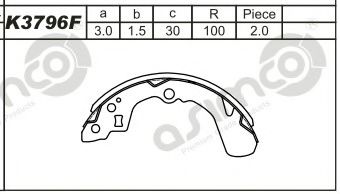 Комплект тормозных колодок ASIMCO K3796F