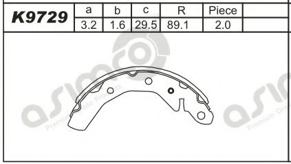 Комплект тормозных колодок ASIMCO K9729