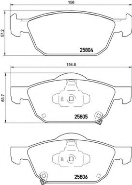 Комплект тормозных колодок, дисковый тормоз BREMBO P 28 076