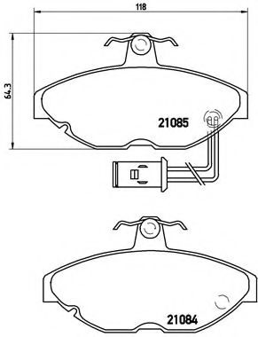 Комплект тормозных колодок, дисковый тормоз BREMBO 21085