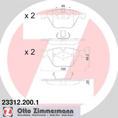 Комплект тормозных колодок, дисковый тормоз ZIMMERMANN 23312.200.1