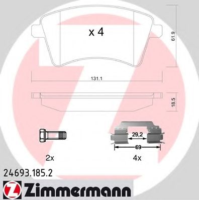 Комплект тормозных колодок, дисковый тормоз ZIMMERMANN 24693.185.2