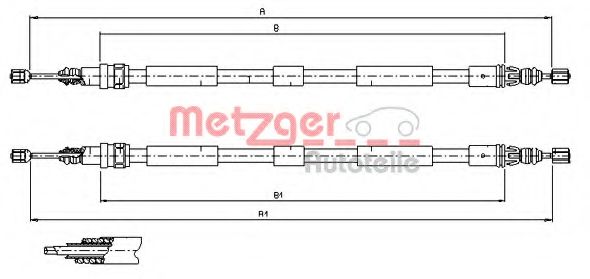 Трос, стояночная тормозная система METZGER 11.6797