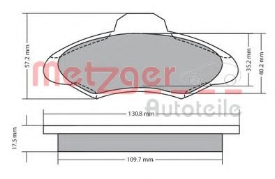 Комплект тормозных колодок, дисковый тормоз METZGER 1170329