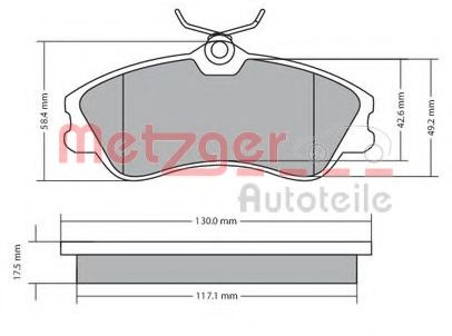 Комплект тормозных колодок, дисковый тормоз METZGER 1170377