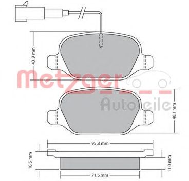 Комплект тормозных колодок, дисковый тормоз METZGER 1170555