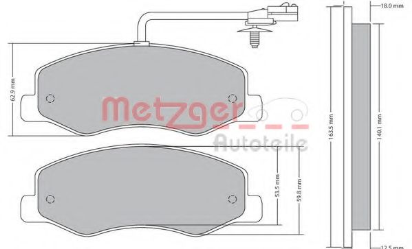 Комплект тормозных колодок, дисковый тормоз METZGER 1170595