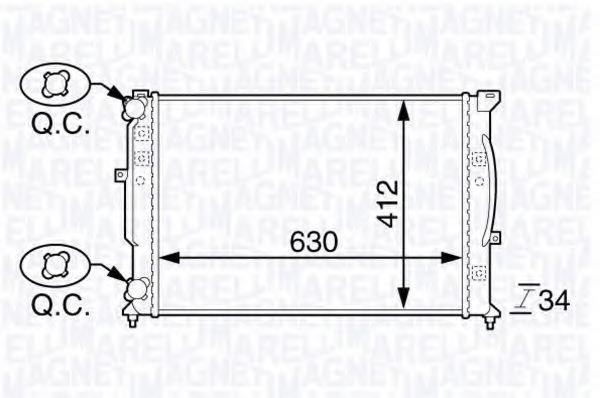 Радиатор, охлаждение двигателя MAGNETI MARELLI 350213144100
