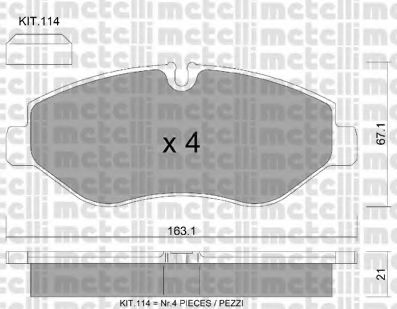 Комплект тормозных колодок, дисковый тормоз METELLI 22-0671-2