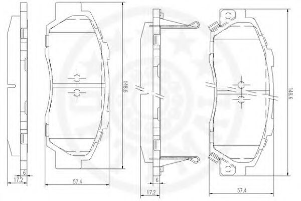 Комплект тормозных колодок, дисковый тормоз OPTIMAL 21652