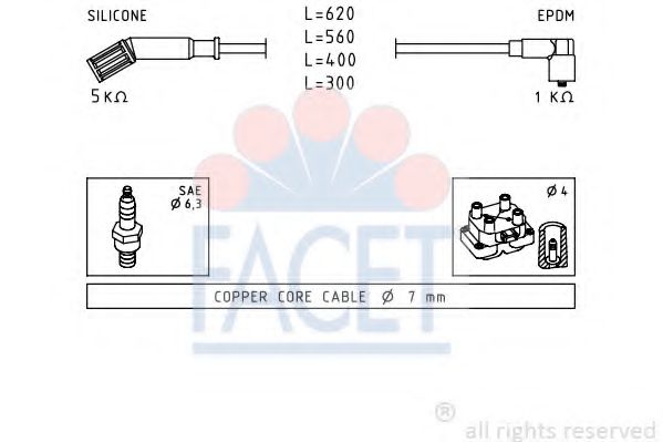 Комплект проводов зажигания FACET 4.8694