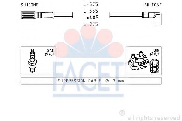 Комплект проводов зажигания FACET 4.8616