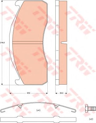Комплект тормозных колодок, дисковый тормоз TRW 29151