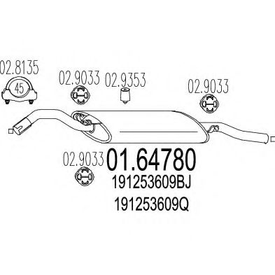Глушитель выхлопных газов конечный MTS 01.64780
