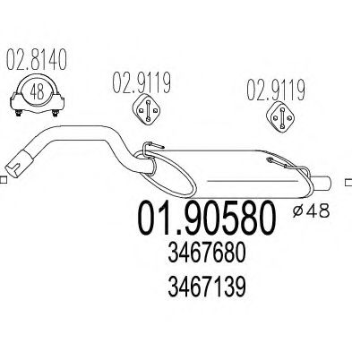 Глушитель выхлопных газов конечный MTS 01.90580