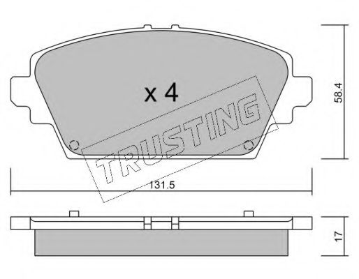 Комплект тормозных колодок, дисковый тормоз TRUSTING 480.0