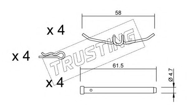 Комплектующие, колодки дискового тормоза TRUSTING KIT.082