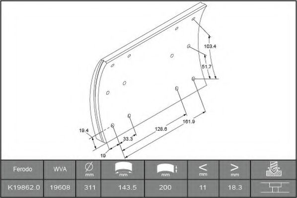 Комплект тормозных башмаков, барабанные тормоза ABEX B2041927