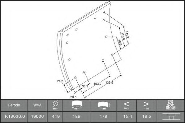 Комплект тормозных башмаков, барабанные тормоза ABEX B2858927