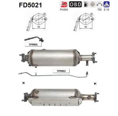 Сажевый / частичный фильтр, система выхлопа ОГ AS FD5021