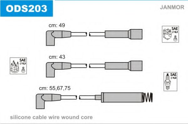 Комплект проводов зажигания JANMOR ODS203