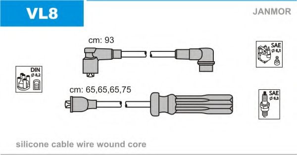 Комплект проводов зажигания JANMOR VL8