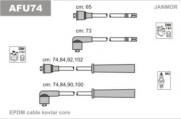 Комплект проводов зажигания JANMOR AFU74