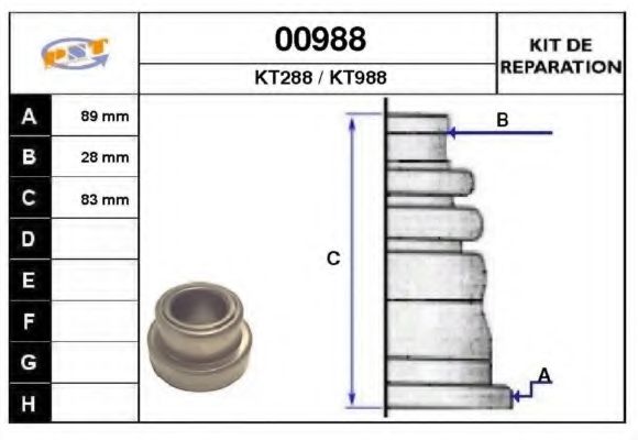 Комплект пылника, приводной вал SNRA 00988