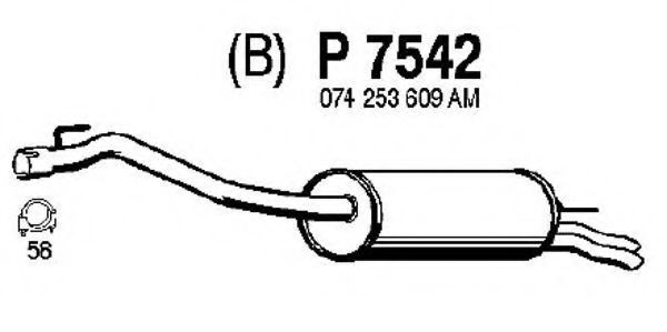 Глушитель выхлопных газов конечный FENNO P7542