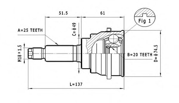 Шарнирный комплект, приводной вал STATIM C.641