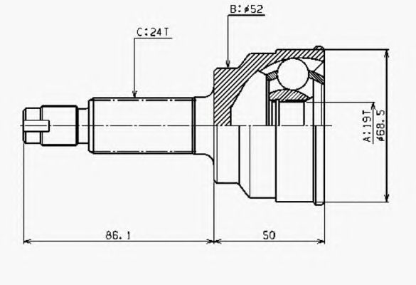 Шарнирный комплект, приводной вал ASHUKI MA-340I